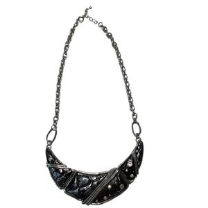 Chic Black and Silver Statement Necklace